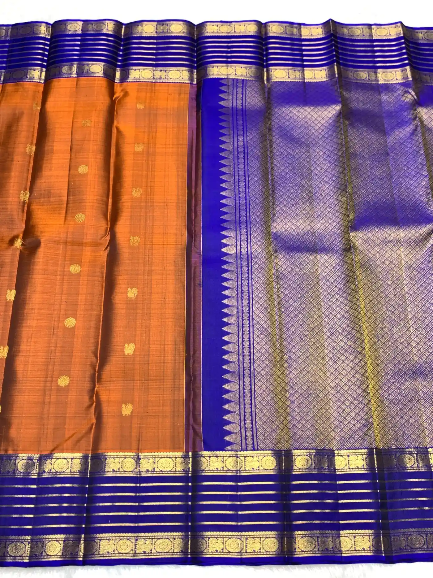 Deep Blue Kanchipuram Handloom Bridal Silk Saree